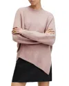 Allsaints Lock Crew Neck Asymmetric Sweater In Pashmina Pink