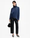 Allsaints Lock Roll Neck Sweater In Midnight Blue
