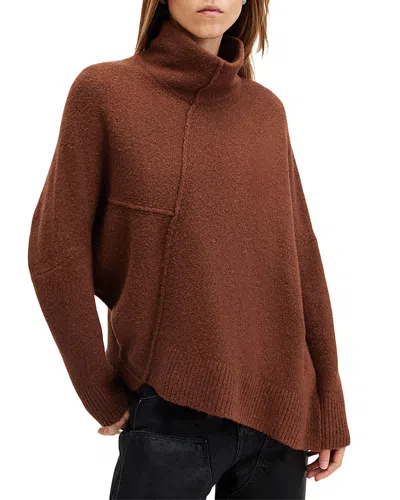 Allsaints Lock Roll Neck Sweater In Copper Brown