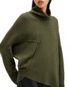 Allsaints Lock Roll Neck Asymmetric Sweater In Moss Green