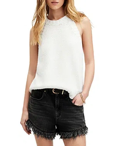 Allsaints Lock Slub Texture Sleeveless Tank Top In Chalk White