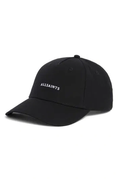 Allsaints Logo Adjustable Baseball Cap In 001 Black