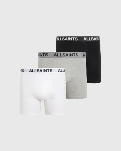 Allsaints Logo Boxer Briefs 3 Pack In Black/grey/white