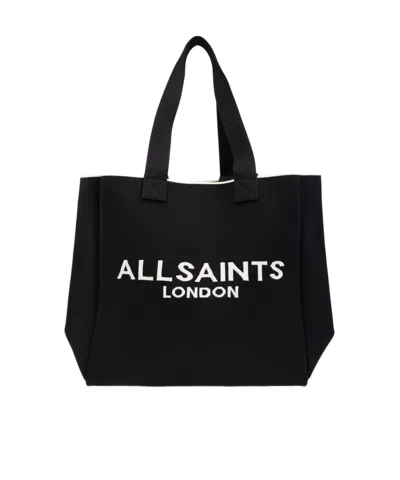 Allsaints Logo Canvas Tote Bag In White