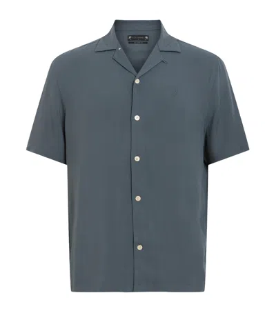 Allsaints Logo-embroidered Venice Shirt In Grey