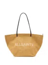 Allsaints Womens Serafina Canvas Tote Bag Palisade Tan In Yellow