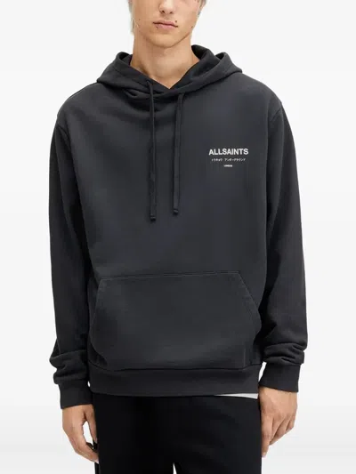 Allsaints Logo-print Hoodie In Blue