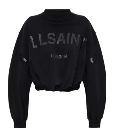 Allsaints Logo Print Relaxed Sweater In Black