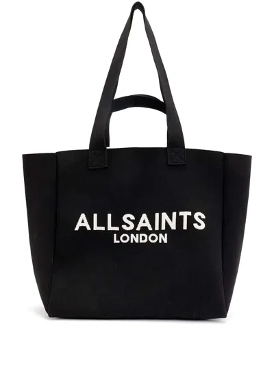 Allsaints Logo-print Tote Bag In Schwarz