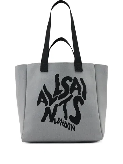 Allsaints Logo Tote Bag In Gray