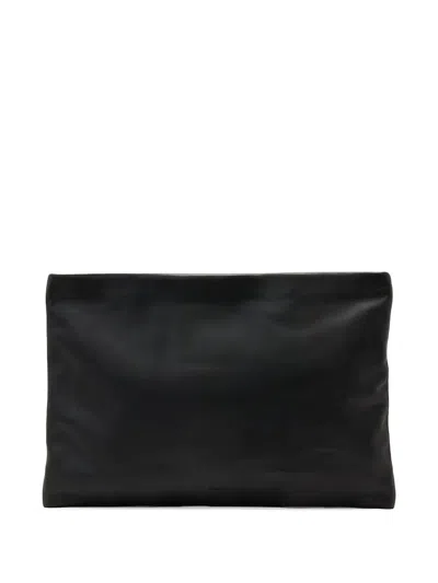Allsaints Logo-debossed Leather Clutch Bag In Black