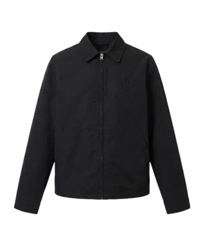 Allsaints Logo-embroidered Zip-up Jacket In Black