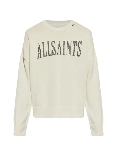 Allsaints Logo-lettering Sweater In Neutral