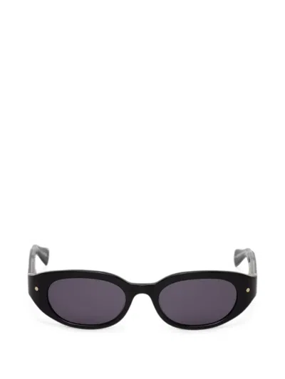 Allsaints Logo-plaque Oval-frame Sunglasses In Black