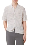 Allsaints Loire Short Sleeve Open Knit Cardigan In Ecru White