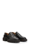 Allsaints Lola Wf0052z Penny Loafers Women 9 Black Leather Slip On Shoes Zpo1085 In Black