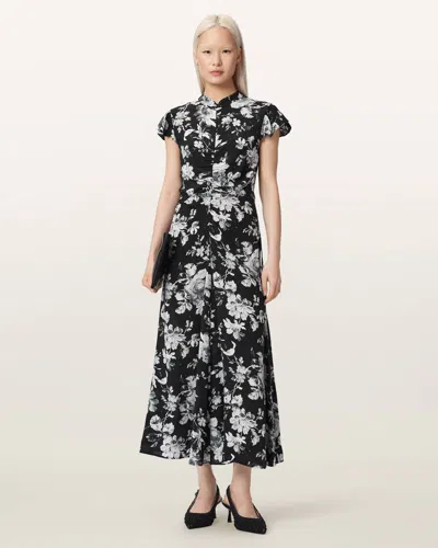 Allsaints Lolita Short Sleeve Floral Midi Dress In Multi