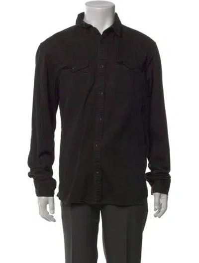 Pre-owned Allsaints Long Sleeve Denim Shirt In Black