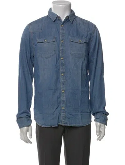 Pre-owned Allsaints Long Sleeve Denim Shirt In Blue
