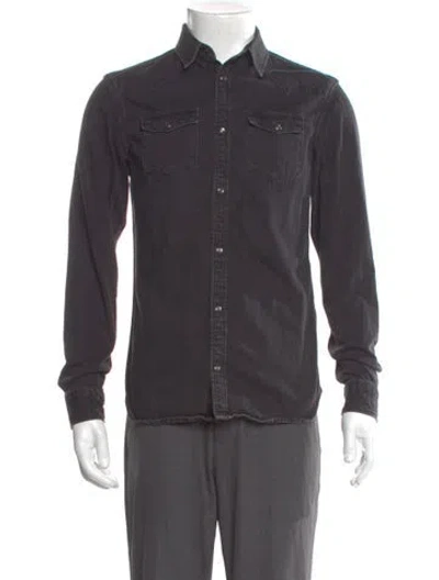 Pre-owned Allsaints Long Sleeve Denim Shirt In Gray