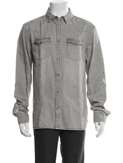 Pre-owned Allsaints Long Sleeve Denim Shirt In Grey