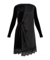 Allsaints Lana Lace Hem Velvet Dress In Black