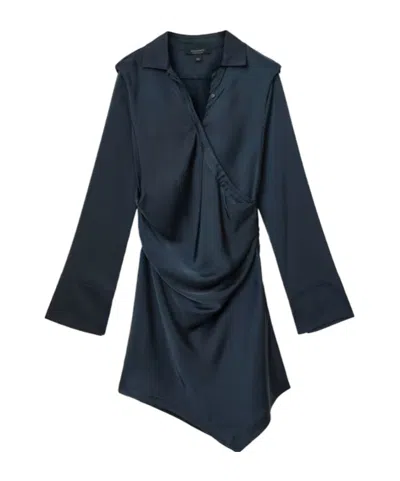 Allsaints Long Sleeve Dress In Blue
