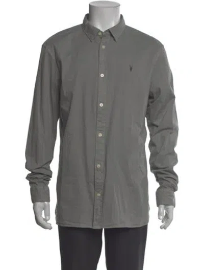 Pre-owned Allsaints Long Sleeve Dress Shirt W/ Tags In Gray