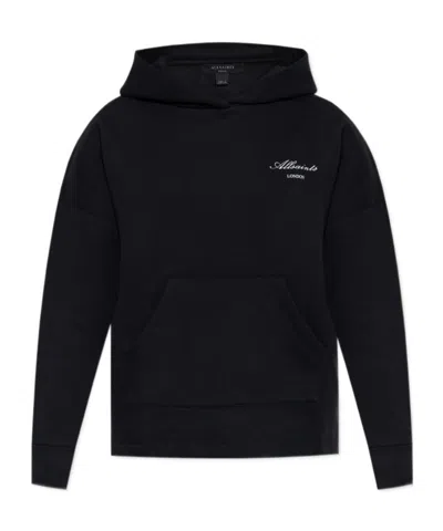 Allsaints Long Sleeve Hooded Sweatshirt In Black