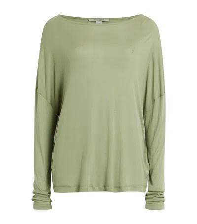 Allsaints Rita Oversize Long Sleeve T-shirt In Oil Green