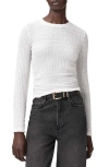 Allsaints Long Sleeve Shirred Top In White