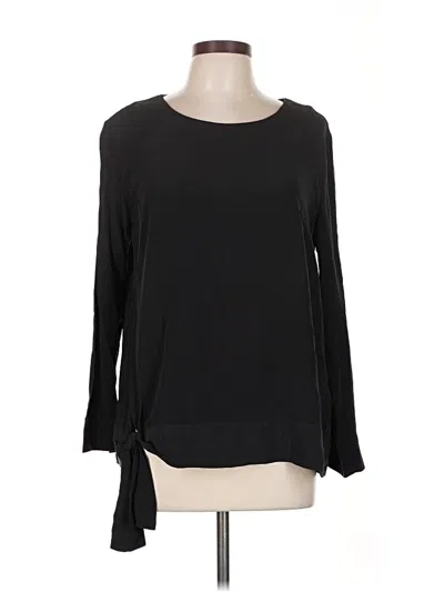 Pre-owned Allsaints Long Sleeve Silk Top Black Keyhole Neckline Tops