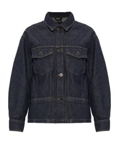 Allsaints Long-sleeved Denim Jacket In Blue