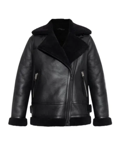 Allsaints Long-sleeved Fur Jacket In Black