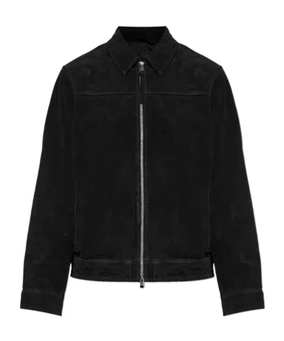 Allsaints Mens Rhone Collared Suede Jacket Black