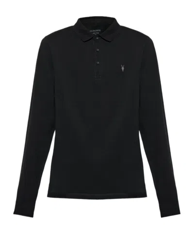 Allsaints Long-sleeved Polo Shirt In Black
