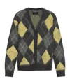 Allsaints Mens Cinder Black M Joker Arygle-pattern Wool-blend Cardigan In Black