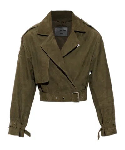 Allsaints Long-sleeved Casual Jacket In Green