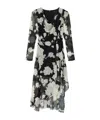 Allsaints Polyester Loria Draped Mesh Midi Dress In Black