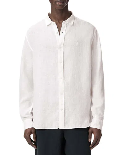 Allsaints Loom Linen Button-up Shirt In White