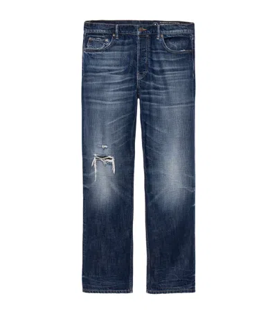 Allsaints Mens Destroy Mid In Destroy Straight-leg Jeans In Animal Print