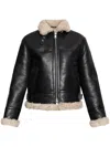 Allsaints Lorel Genuine Shearling Flight Jacket In Black