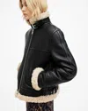 Allsaints Lorel Genuine Shearling Flight Jacket In Black