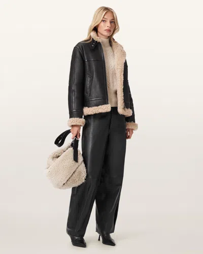 Allsaints Lorel Shearling Flying Jacket In Multi