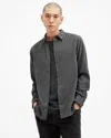 Allsaints Lorella Textured Ramskull Shirt In Nite Blue