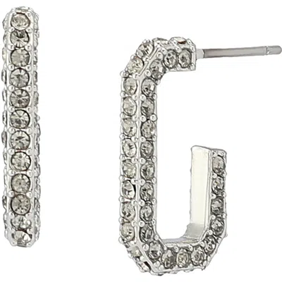 Allsaints Lori Pavé Huggie Hoop Earrings In Silver