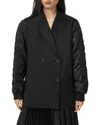 Allsaints Womens Black Lorna Cotton And Shell Blazer Jacket In Black