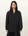 Allsaints Womens Black Lorna Cotton And Shell Blazer Jacket In Black