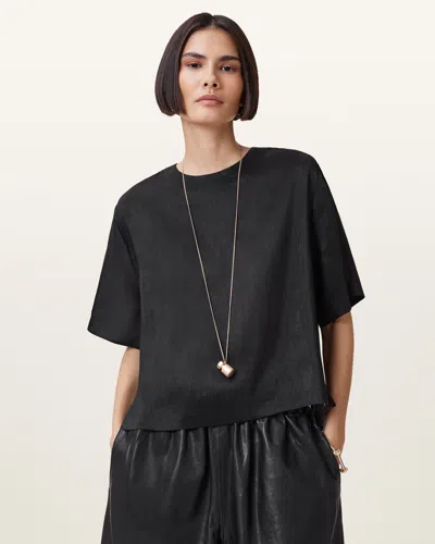 Allsaints Lottie Linen T-shirt In Black