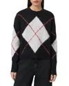 Allsaints Lou Argyle Wool Sweater In Black